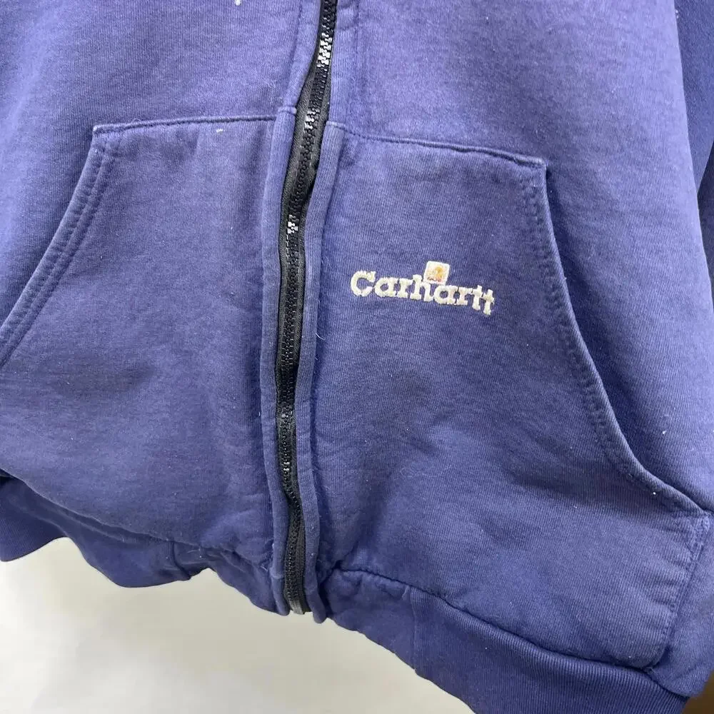 Vintage 90s Carhartt Sun Faded Zip Up Hoodie Large Thermal - Picture 2 of 11